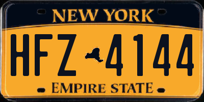 NY license plate HFZ4144