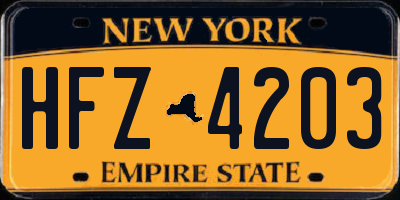 NY license plate HFZ4203