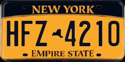 NY license plate HFZ4210