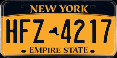 NY license plate HFZ4217