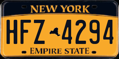 NY license plate HFZ4294