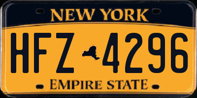 NY license plate HFZ4296