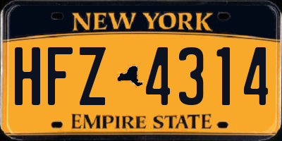 NY license plate HFZ4314