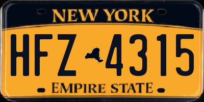 NY license plate HFZ4315