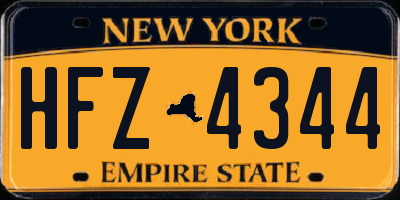 NY license plate HFZ4344