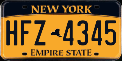 NY license plate HFZ4345