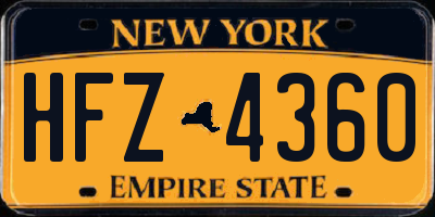 NY license plate HFZ4360