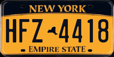 NY license plate HFZ4418