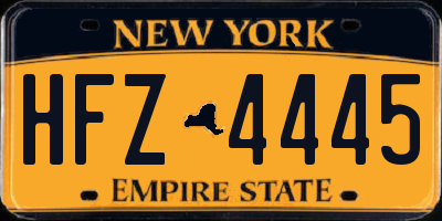 NY license plate HFZ4445