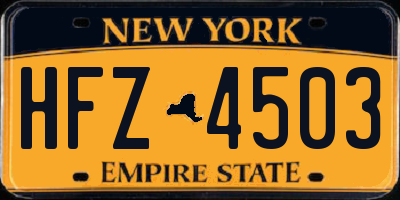 NY license plate HFZ4503