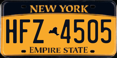 NY license plate HFZ4505
