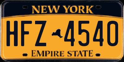 NY license plate HFZ4540