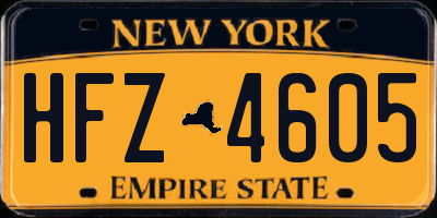 NY license plate HFZ4605