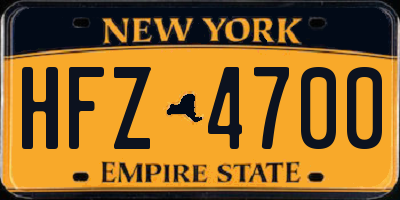 NY license plate HFZ4700