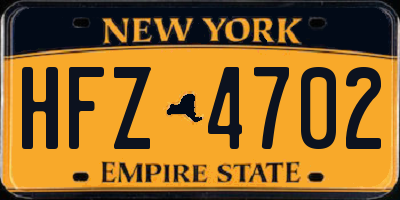 NY license plate HFZ4702