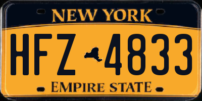 NY license plate HFZ4833