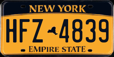 NY license plate HFZ4839