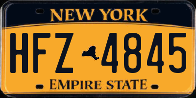 NY license plate HFZ4845