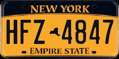 NY license plate HFZ4847