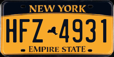 NY license plate HFZ4931