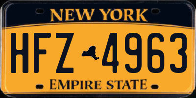NY license plate HFZ4963