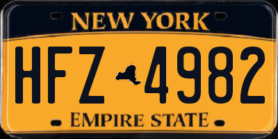 NY license plate HFZ4982