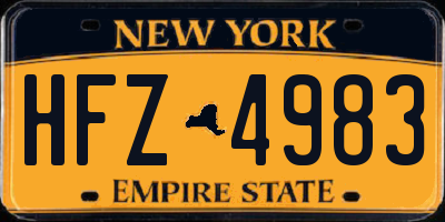 NY license plate HFZ4983