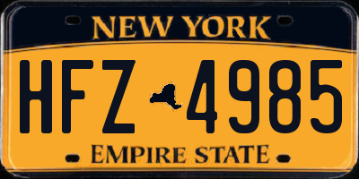 NY license plate HFZ4985