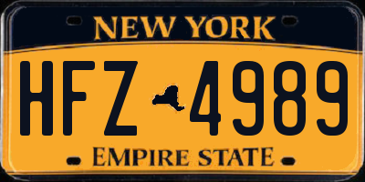NY license plate HFZ4989