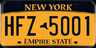 NY license plate HFZ5001