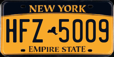 NY license plate HFZ5009