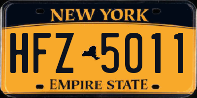 NY license plate HFZ5011