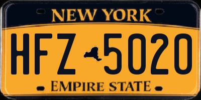 NY license plate HFZ5020