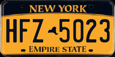 NY license plate HFZ5023