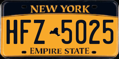 NY license plate HFZ5025