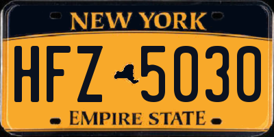 NY license plate HFZ5030