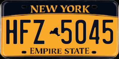 NY license plate HFZ5045