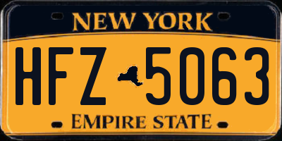 NY license plate HFZ5063