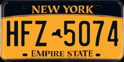 NY license plate HFZ5074