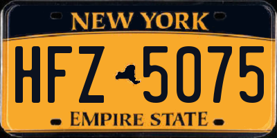 NY license plate HFZ5075