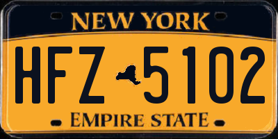 NY license plate HFZ5102