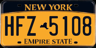 NY license plate HFZ5108