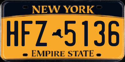 NY license plate HFZ5136