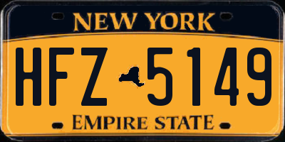 NY license plate HFZ5149