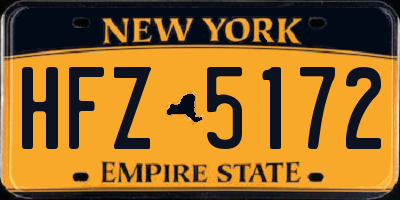 NY license plate HFZ5172