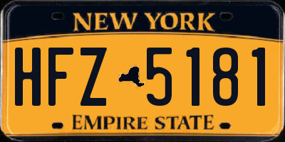 NY license plate HFZ5181