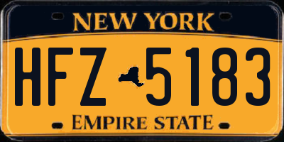 NY license plate HFZ5183