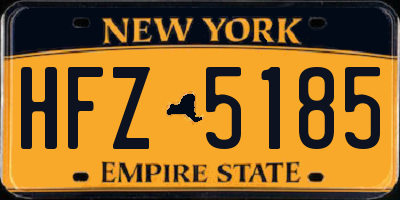 NY license plate HFZ5185