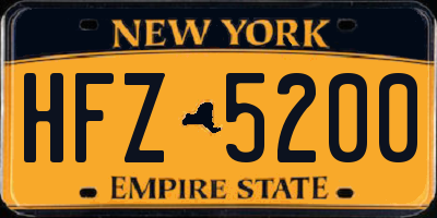 NY license plate HFZ5200