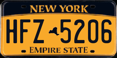 NY license plate HFZ5206